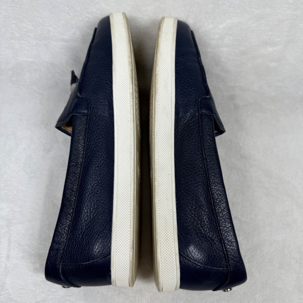 Michael Kors Navy Pebbled Leather Tassel Loafer Sneakers Silver Hardware Blue 7 - Picture 12 of 14